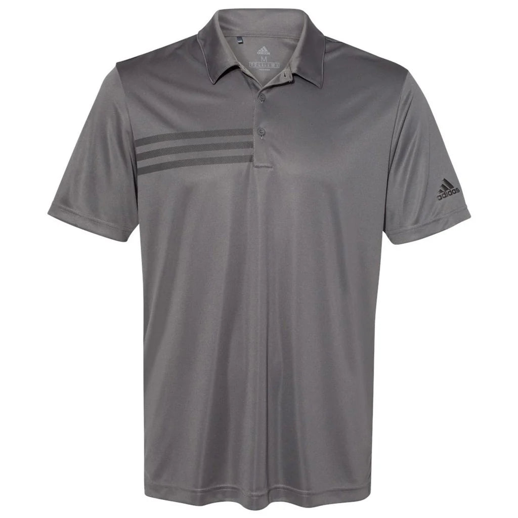Men's Adidas® Grey 3 Stripe Polo