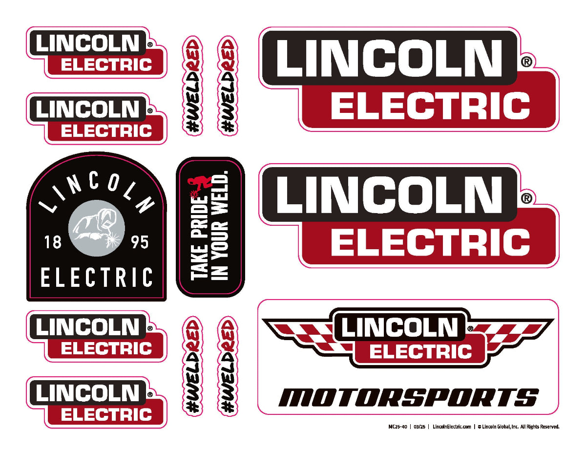 Lincoln Electric Sticker Sheet - Motorsports