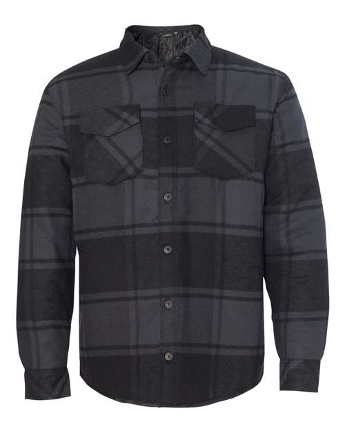 Burnside Men's Quilted Flannel Shirt Jacket (Black Plaid)