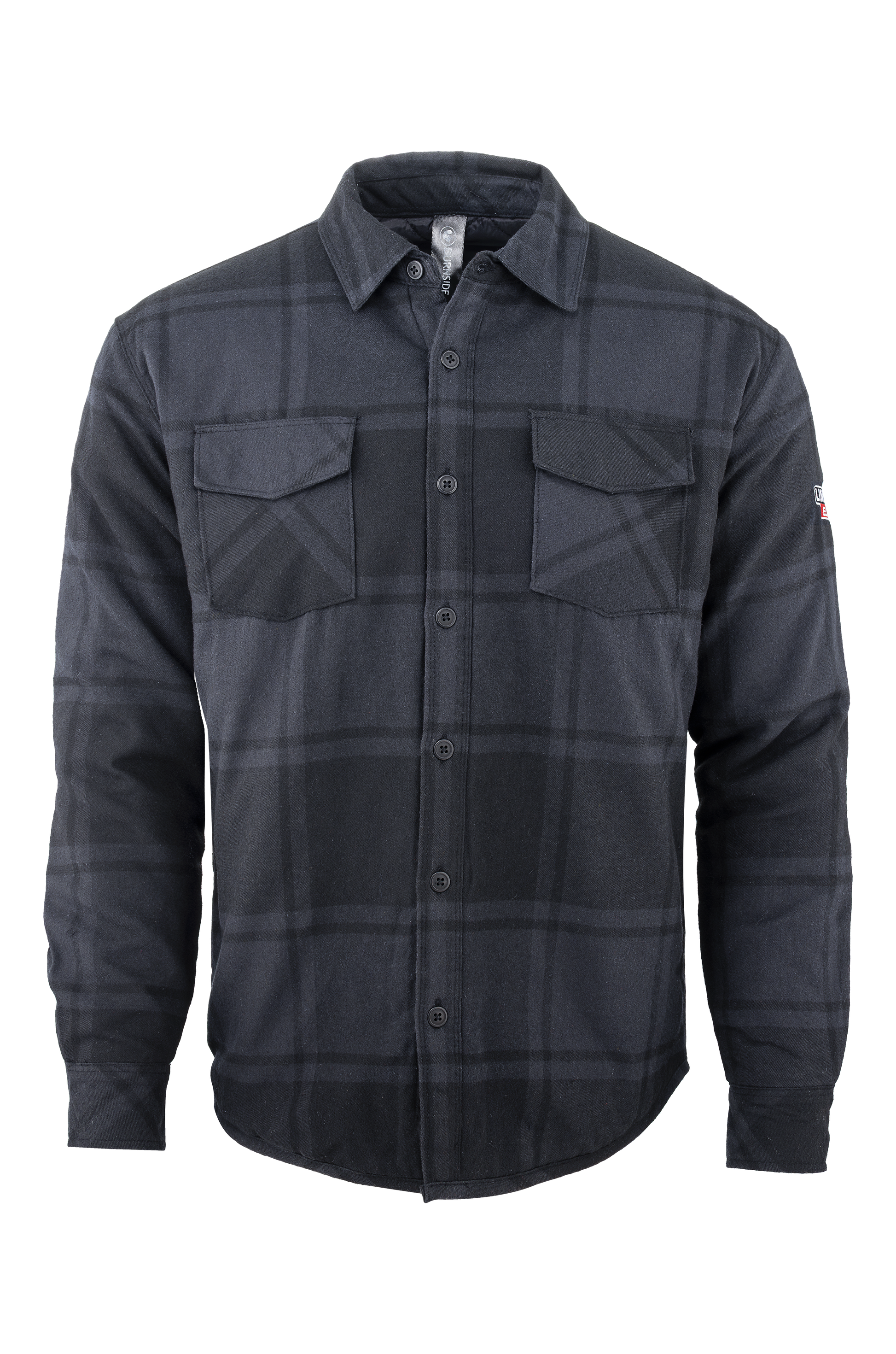 2237 Burnside Men's Quilted Flannel Shirt Jacket (Black & Gray Plaid)
