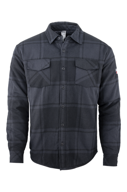 2237 Burnside Men's Quilted Flannel Shirt Jacket (Black & Gray Plaid)
