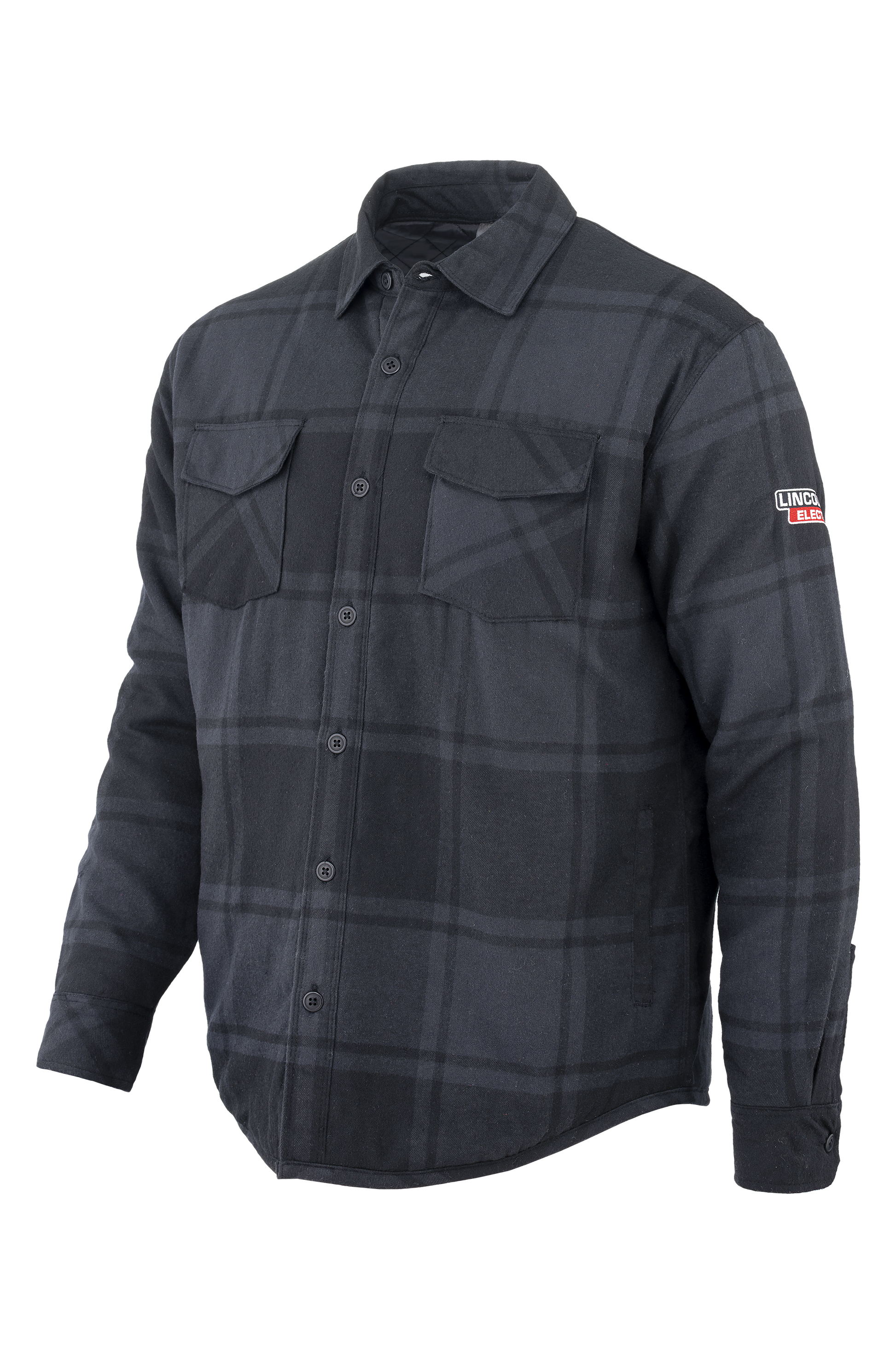 2237 Burnside Men's Quilted Flannel Shirt Jacket (Black & Gray Plaid)